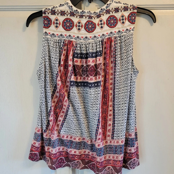 Lucky Brand Boho Printed Button Front Tank Top - Picture 4 of 8